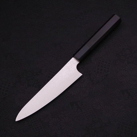 Petty Silver Steel #3 Damast Büffelhorn und Ebenholz Griff 150mm-[Musashi]-[Japan-Küchenmesser]