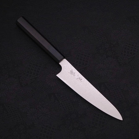 Petty Silver Steel #3 Damast Büffelhorn und Ebenholz Griff 150mm-[Musashi]-[Japan-Küchenmesser]