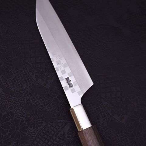 Petty Silver Steel #3 Ichimatsu Walnussholz Griff 135mm-[Musashi]-[Japan-Küchenmesser]