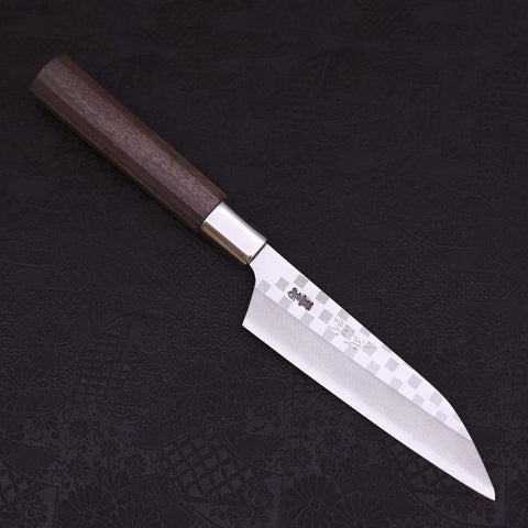 Petty Silver Steel #3 Ichimatsu Walnussholz Griff 135mm-[Musashi]-[Japan-Küchenmesser]