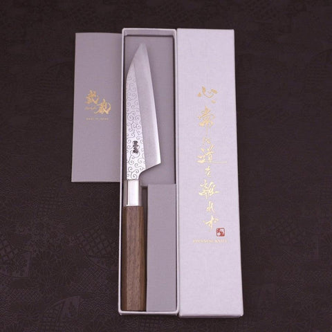 Petty Silver Steel #3 Karakusa Walnuss Griff 135mm-[Musashi]-[Japan-Küchenmesser]