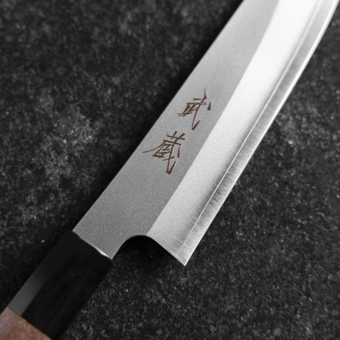 Petty Silver Steel #3 Kasumi Büffelhorn und Walnussholz Griff 135mm-[Musashi]-[Japan-Küchenmesser]