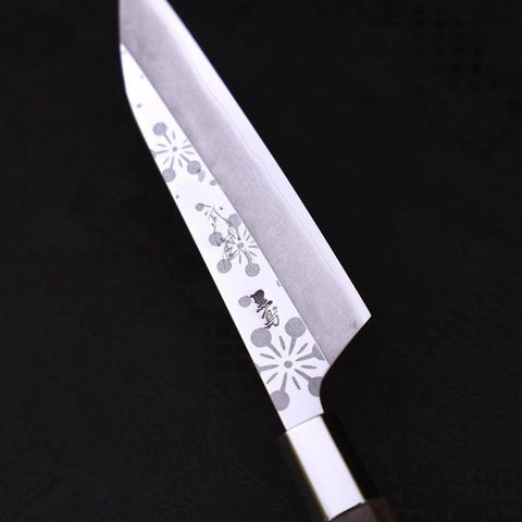Petty Silver Steel #3 Kazabana Walnuss Griff 135mm-[Musashi]-[Japan-Küchenmesser]