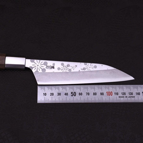 Petty Silver Steel #3 Kazabana Walnuss Griff 135mm-[Musashi]-[Japan-Küchenmesser]