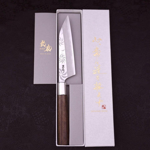 Petty Silver Steel #3 Kemanmon Walnussholz Griff 135mm-[Musashi]-[Japan-Küchenmesser]