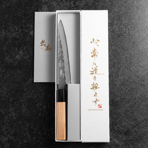 Petty Silver Steel #3 Nashiji Büffelhorn und Kirschholz Griff 150mm-[Musashi]-[Japan-Küchenmesser]