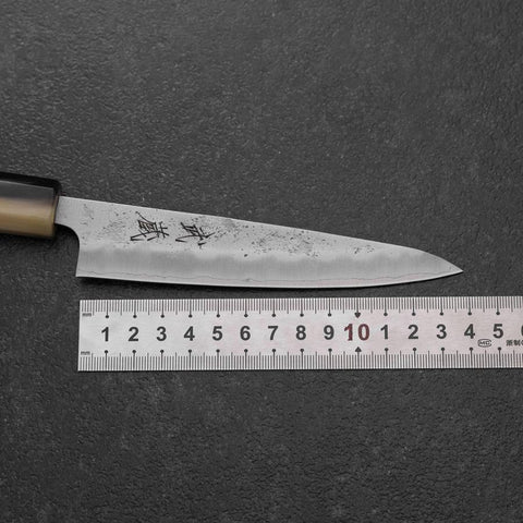 Petty Silver Steel #3 Nashiji Double Buffalo Capped Magnolia Handle 135mm-[Musashi]-[Japanese-Kitchen-Knives]