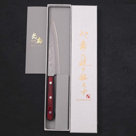 Petty Silver Steel #3 Nashiji Roter Westlicher Griff 135mm-[Musashi]-[Japan-Küchenmesser]