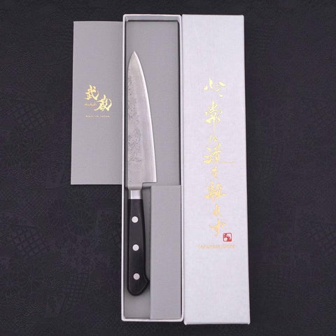Petty Silver Steel #3 Nashiji Schwarzer Westlicher Griff 135mm-[Musashi]-[Japan-Küchenmesser]