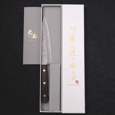 Petty Silver Steel #3, Nashiji Westlicher Griff in Braun, 135mm-[Musashi]-[Japan-Küchenmesser]