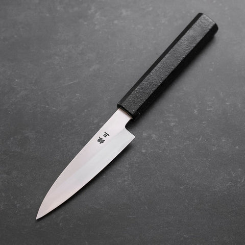 Petty Silver Steel #3 Poliert Schwarzer Ishime Urushi Griff 110mm-[Musashi]-[Japan-Küchenmesser]