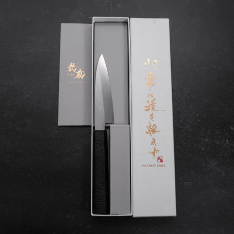 Petty Silver Steel #3 Poliert Schwarzer Ishime Urushi Griff 110mm-[Musashi]-[Japan-Küchenmesser]