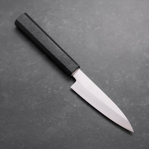 Petty Silver Steel #3 Poliert Schwarzer Ishime Urushi Griff 110mm-[Musashi]-[Japan-Küchenmesser]