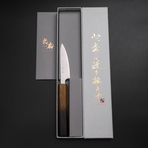 Petty Silver Steel #3 Poliert Yaki Urushi Griff 80mm-[Musashi]-[Japan-Küchenmesser]