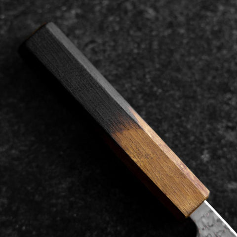 Petty Silver Steel #3 Tsuchime Damast Yaki Urushi Griff 140mm-[Musashi]-[Japan-Küchenmesser]