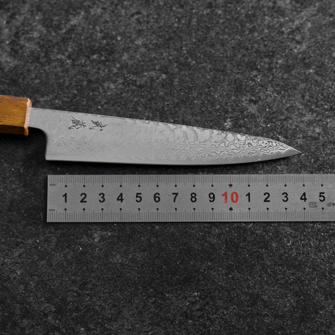 Petty Silver Steel #3 Tsuchime Damast Yaki Urushi Griff 140mm-[Musashi]-[Japan-Küchenmesser]