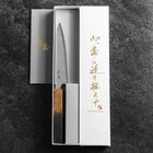 Petty Silver Steel #3 Tsuchime Damast Yaki Urushi Griff 140mm-[Musashi]-[Japan-Küchenmesser]