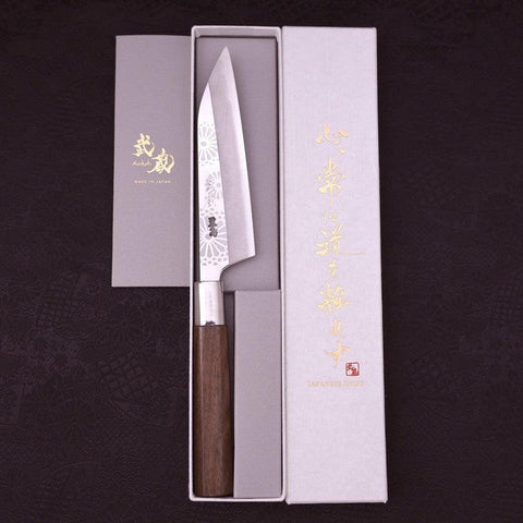 Petty Silver Steel #3 Walnussholz Kiku Griff 135mm-[Musashi]-[Japan-Küchenmesser]