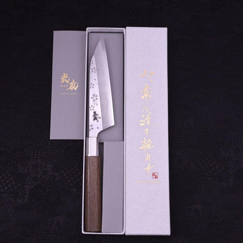Petty Silver Steel #3 Walnussholz Sakura Griff 135mm-[Musashi]-[Japan-Küchenmesser]