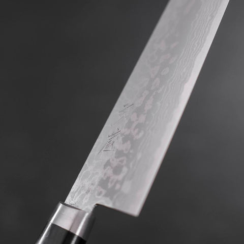 Petty Silver Steel #3, Wellen-Nickel Damast Walnuss Griff in Rot, 150mm-[Musashi]-[Japan-Küchenmesser]