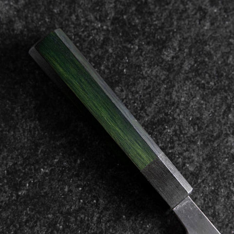 Petty Stainless Clad Blue Steel #2 Kurouchi Green Urushi Handle 150mm (5.9”)-[Musashi]-[Japan-Küchenmesser]