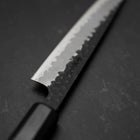 Petty Stainless Clad Blue Super Kurouchi Tsuchime Buffalo Ebony Handle 135mm (5.3”)-[Musashi]-[Japan-Küchenmesser]