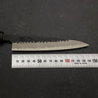 Petty Stainless Clad Blue Super Kurouchi Tsuchime Buffalo Ebony Handle 135mm (5.3”)-[Musashi]-[Japan-Küchenmesser]
