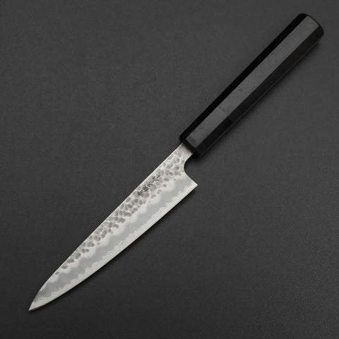 Petty Stainless Clad Blue Super Tsuchime Sumi Urushi Handle 135mm (5.3”)-[Musashi]-[Japan-Küchenmesser]