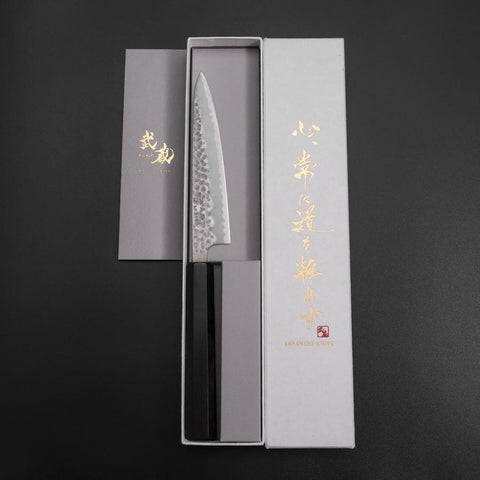 Petty Stainless Clad Blue Super Tsuchime Sumi Urushi Handle 135mm (5.3”)-[Musashi]-[Japan-Küchenmesser]