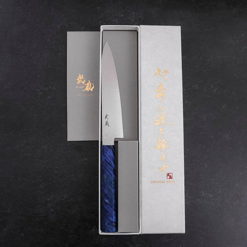 Petty VG-10 Damast Blauer Birken Griff 150mm-[Musashi]-[Japan-Küchenmesser]