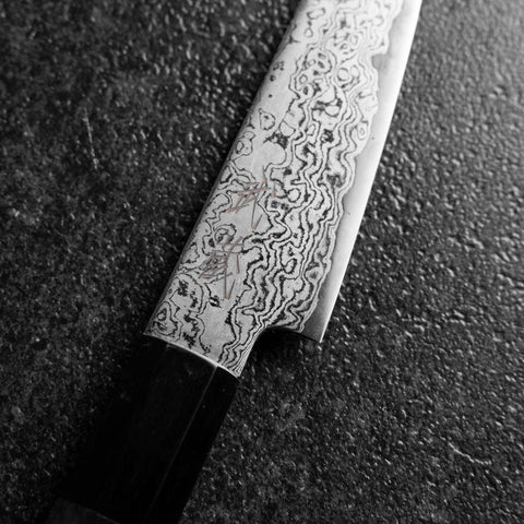 Petty VG-10 Damast Büffelhorn und Ebenholz Griff 105mm-[Musashi]-[Japan-Küchenmesser]