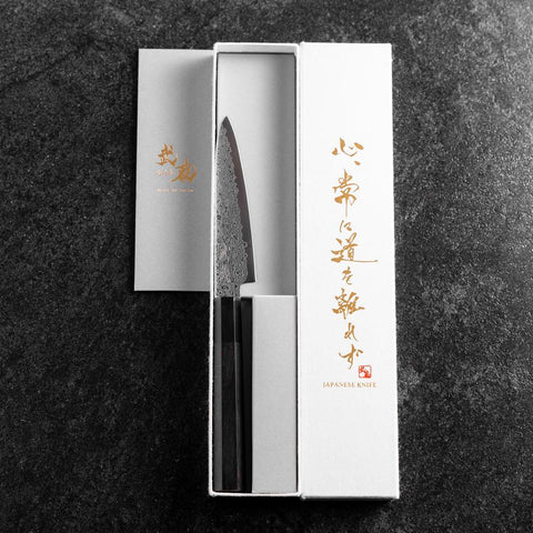 Petty VG-10 Damast Büffelhorn und Ebenholz Griff 120mm-[Musashi]-[Japan-Küchenmesser]