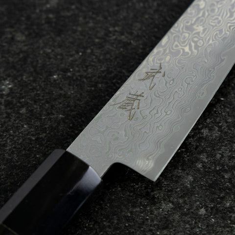 Petty VG-10 Damast Büffelhorn und Ebenholz Griff 135mm-[Musashi]-[Japan-Küchenmesser]