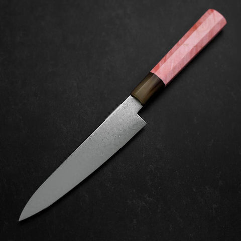Petty VG-10 Damast Dunkler Rosa Büffelhorn und Ahornholz Griff 150mm-[Musashi]-[Japan-Küchenmesser]