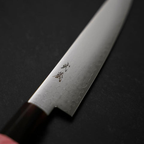 Petty VG-10 Damast Dunkler Rosa Büffelhorn und Ahornholz Griff 150mm-[Musashi]-[Japan-Küchenmesser]