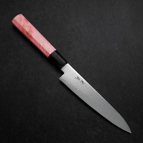 Petty VG-10 Damast Dunkler Rosa Büffelhorn und Ahornholz Griff 150mm-[Musashi]-[Japan-Küchenmesser]