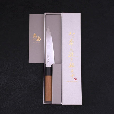 Petty VG-10 Damast Schwarzer Ishime Griff 135mm-[Musashi]-[Japan-Küchenmesser]