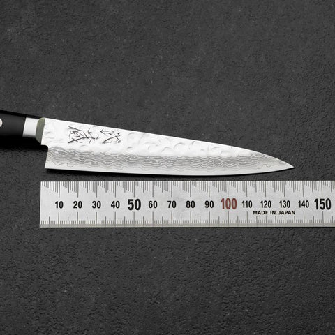 Petty VG-10 Kagami Tsuchime Damast Westlicher Schwarzer Griff 135mm-[Musashi]-[Japan-Küchenmesser]