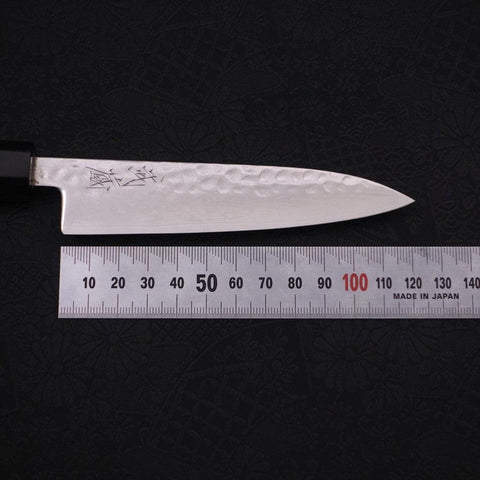 Petty VG-10 Tsuchime Damascus Buffalo Ebony Handle 120mm (4.7”)-[Musashi]-[Japanese-Kitchen-Knives]
