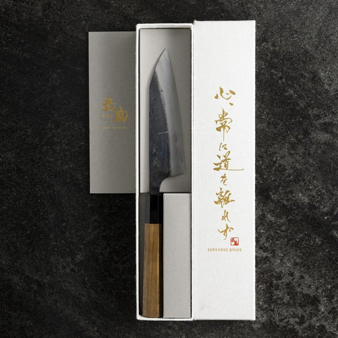 Petty White Steel #1 Kurouchi Buffalo Walnut Handle 130mm (5.1”)-[Musashi]-[Japan-Küchenmesser]