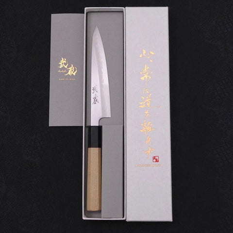 Petty White Steel #1 Poliert Büffelhorn und Magnolienholz Griff 135mm-[Musashi]-[Japan-Küchenmesser]