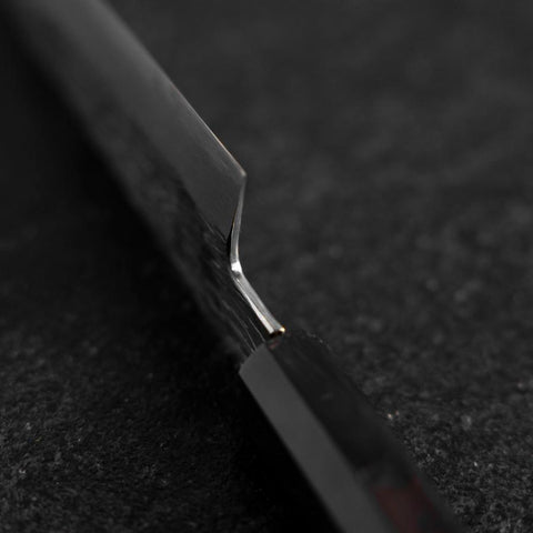 Petty White Steel #1 Tsuchime Büffelhorn und Ebenholz Griff 135mm-[Musashi]-[Japan-Küchenmesser]