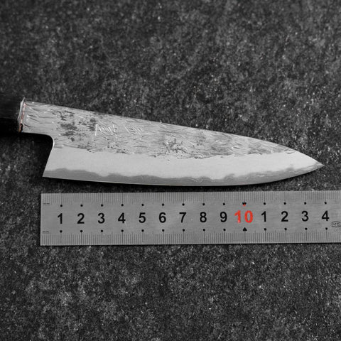 Petty White Steel #1 Tsuchime Büffelhorn und Ebenholz Griff 135mm-[Musashi]-[Japan-Küchenmesser]