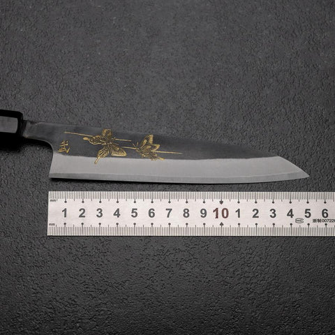 Petty White Steel #2 Edelstahlummantelung Kurouchi Chokin Schmetterling Büffelhorn und Ebenholz Griff 150mm-[Musashi]-[Japan-Küchenmesser]