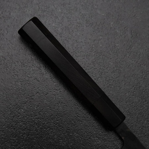 Petty White Steel #2 Edelstahlummantelung Kurouchi Chokin Sonne im Wolkenmeer Büffelhorn und Ebenholz Griff 150mm-[Musashi]-[Japan-Küchenmesser]