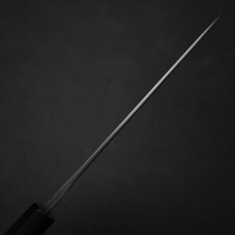 Petty White Steel #2 Edelstahlummantelung Kurouchi Chokin Welle Büffelhorn und Ebenholz Griff 150mm-[Musashi]-[Japan-Küchenmesser]