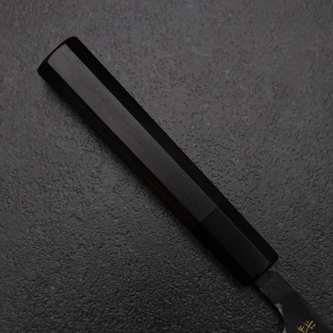 Petty White Steel #2 Edelstahlummantelung Kurouchi Chokin Welle Büffelhorn und Ebenholz Griff 150mm-[Musashi]-[Japan-Küchenmesser]