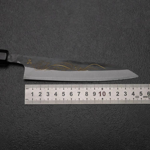 Petty White Steel #2 Edelstahlummantelung Kurouchi Chokin Welle Büffelhorn und Ebenholz Griff 150mm-[Musashi]-[Japan-Küchenmesser]