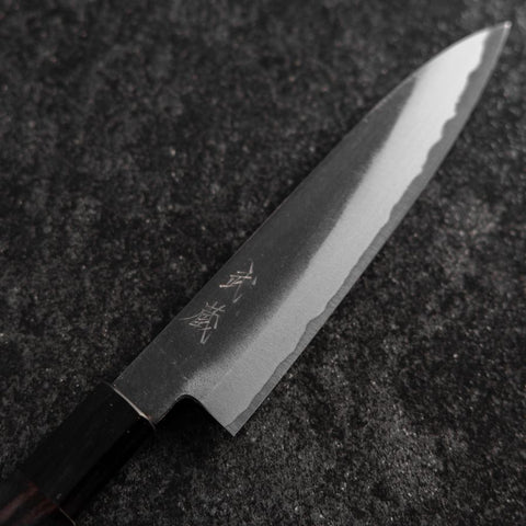 Petty White Steel #2 Kurouchi Büffelhorn und Ebenholz Griff 130mm-[Musashi]-[Japan-Küchenmesser]