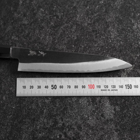 Petty White Steel #2 Kurouchi Büffelhorn und Ebenholz Griff 160mm-[Musashi]-[Japan-Küchenmesser]